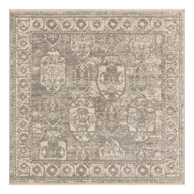 Gause Moroccan Area Rug, Square 3'11", Gray