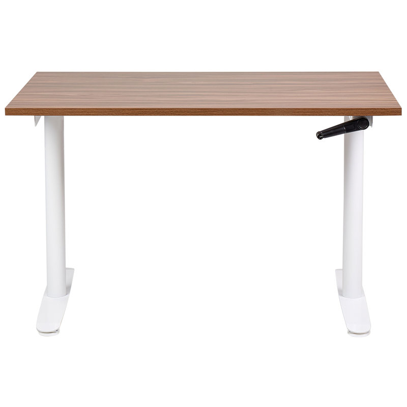 Amarianna Adjustable Metal Base Standing Desk, 119cm H x 120cm W x 72cm D, White, Brown