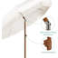 Parasol de patio à franges de 7 pi, UPF50 +, mât et nervures en acier de qualité supérieure, inclinaison à bouton-poussoir, blanc crème (base non incluse)-845241001