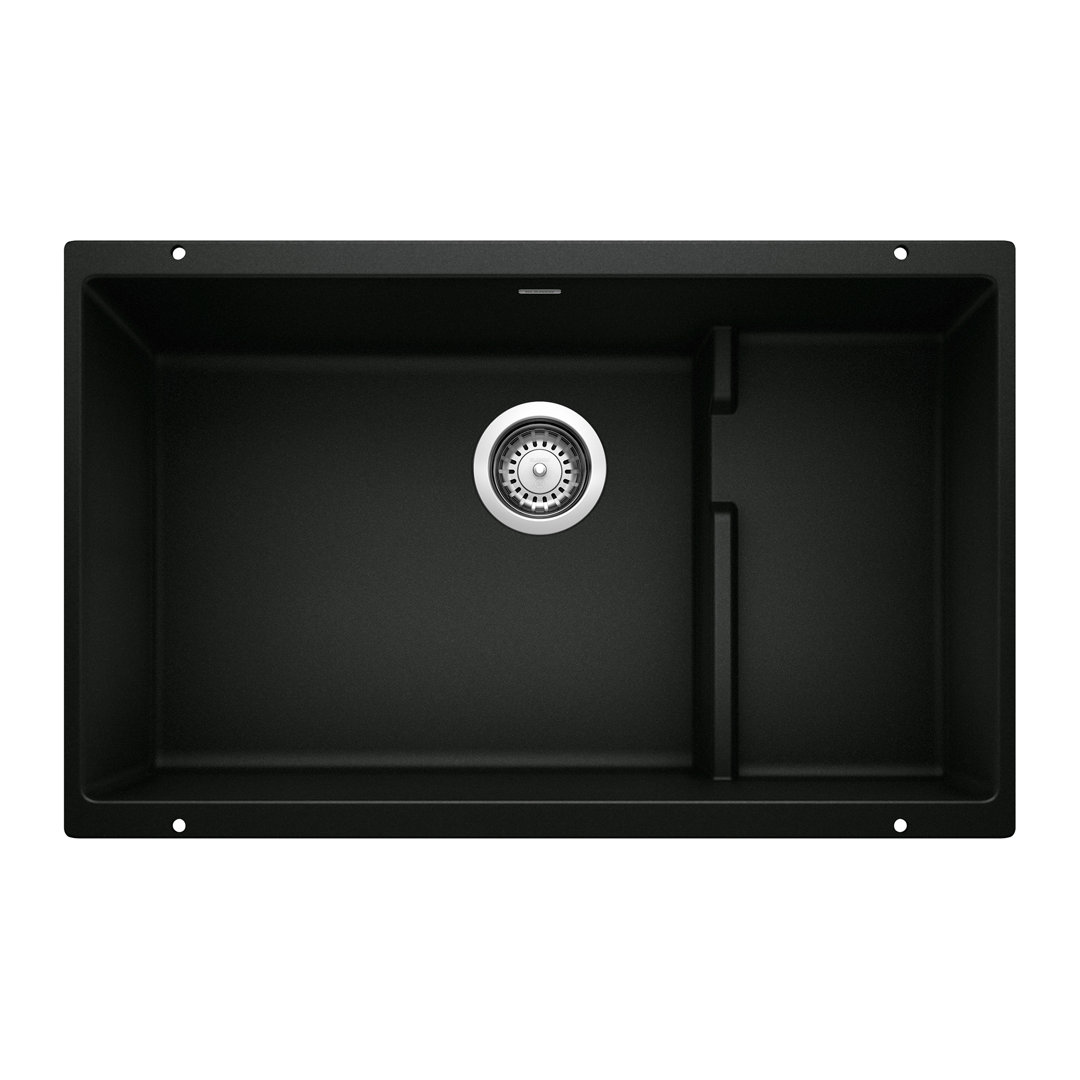 Precis Cascade SILGRANIT 29" Single Bowl Undermount Kitchen Sink with Colander Blanco 