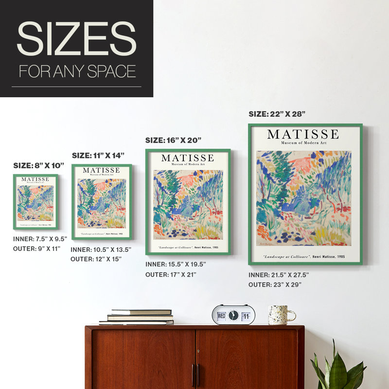 Matisse CL XXVI, reproduction encadrée - bois massif, H 10 po x l 8 po, Vert