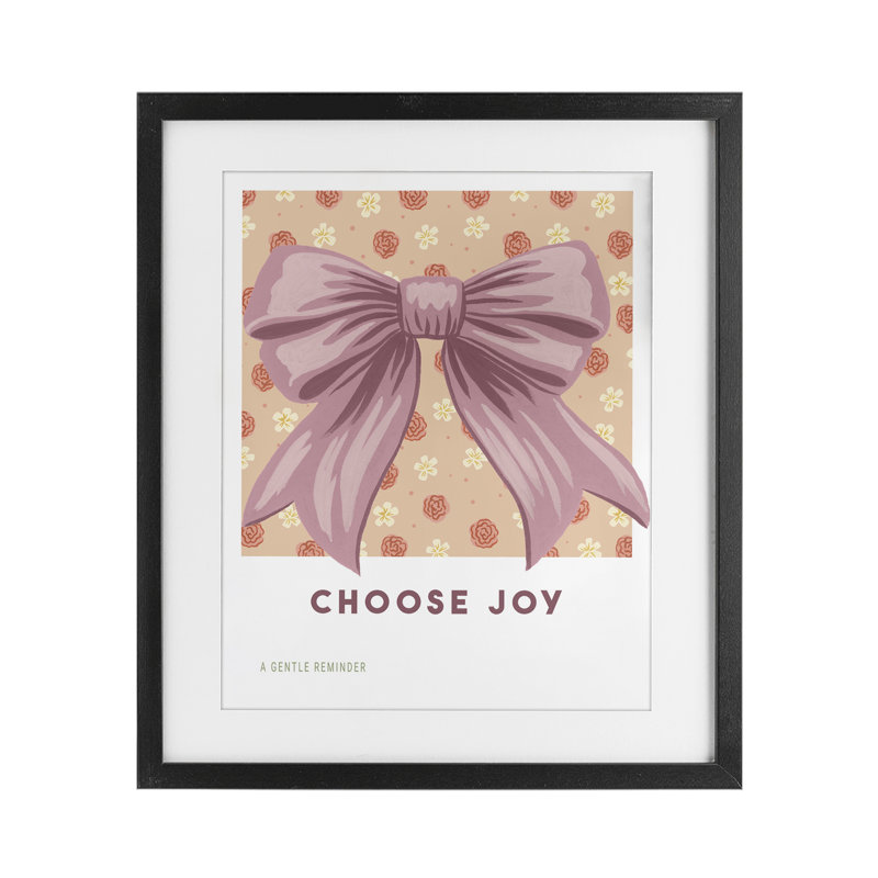 «Select Joy Bow» avec imprimé floral encadré sous verre, design par Courtney Haley, H 16 po x l 13 po, Cadre noir minuit