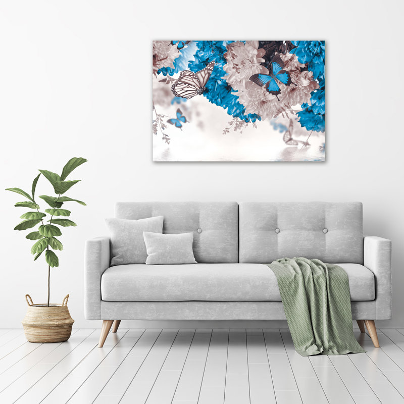 Flowers And Butterflies - Wrapped Canvas Print