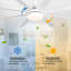 Ventilateur de plafond blanc 65 pouces à 8 pales avec lumières et télécommande, 6 vitesses, 3 couleurs, moteur à courant continu pour salon