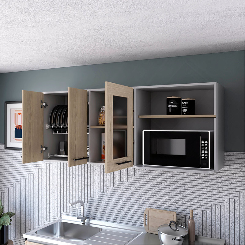 Armoire murale Everly, armoire vitrée, porte double, support Everly