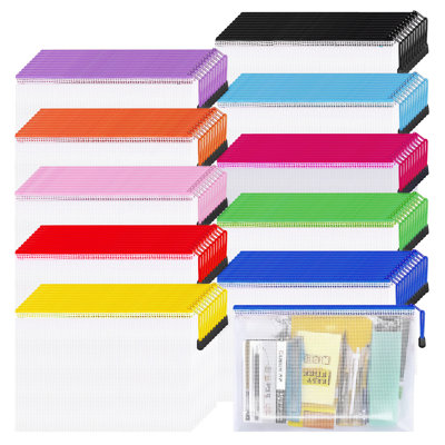 Paquet de 100 pochettes en maille à fermeture à glissière A4 13,5 x 9,5 po, 10 couleurs de sacs en PVC imperméables pour le bureau scolaire