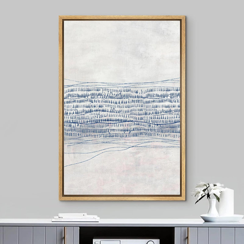 Ligne géométrique grunge pastel bleu vagues géométriques abstraites formes modernes bicolore contemporain, Naturel