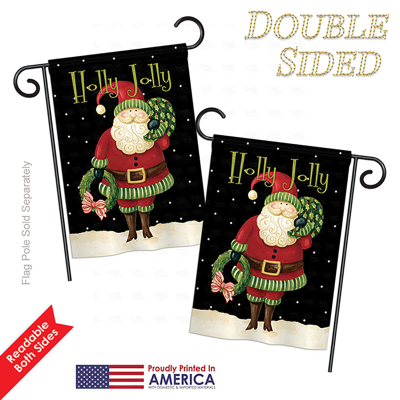 Drapeau de jardin Diral Holly Jolly Santa Winter Seasonal Impressions, Rouge pâle, Polyester