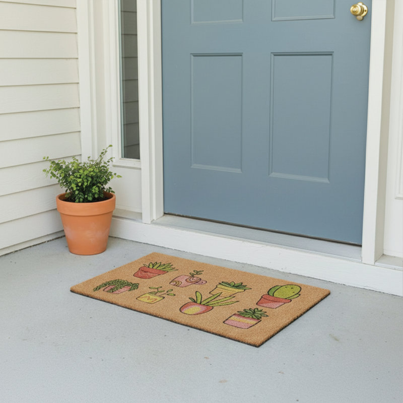 Retro Plants Doormat, 17" x 29"