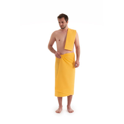 Luxurious 2-Piece Towel Set, 100% Cotton, Bath Towel 39.4 x 63.0 inches & Hand Towel 19.7 x 39.4 inches | Machine Washable, Soft and Absorbent | Vibrant Yellow Color, Perfect for Home Spa & Everyday Use