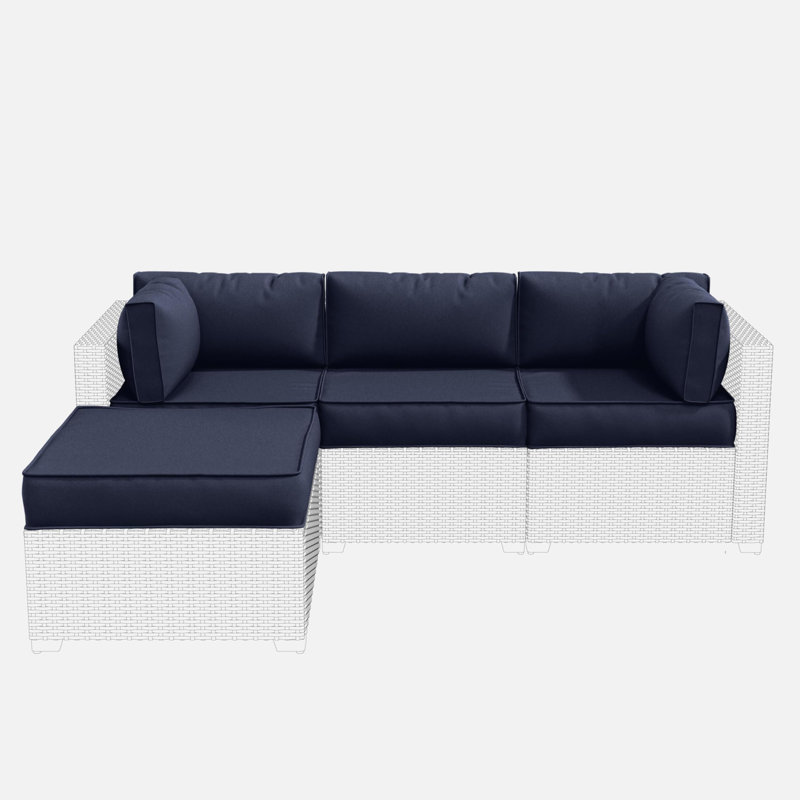 9-Piece Outdoor Replacement Cushion Set Seat/Back Cushion (Set Of 3 Seats , 5 Backs,  1 Footrest), Navy