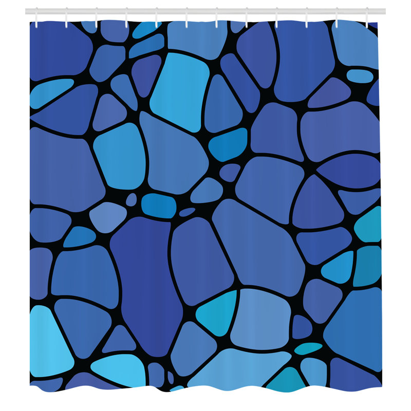 Shower Curtain with Hooks Included, 70"H x 69"W, Blue