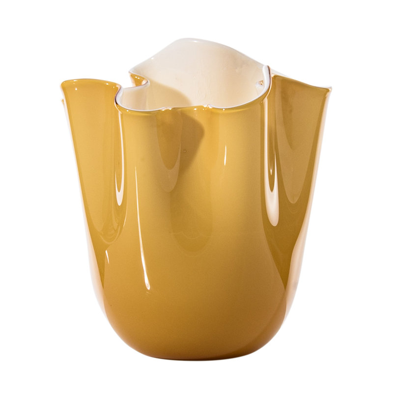 Venini Fazzoletto Vase, Gray, 5.31" H x 5.31" W x 5.31" D
