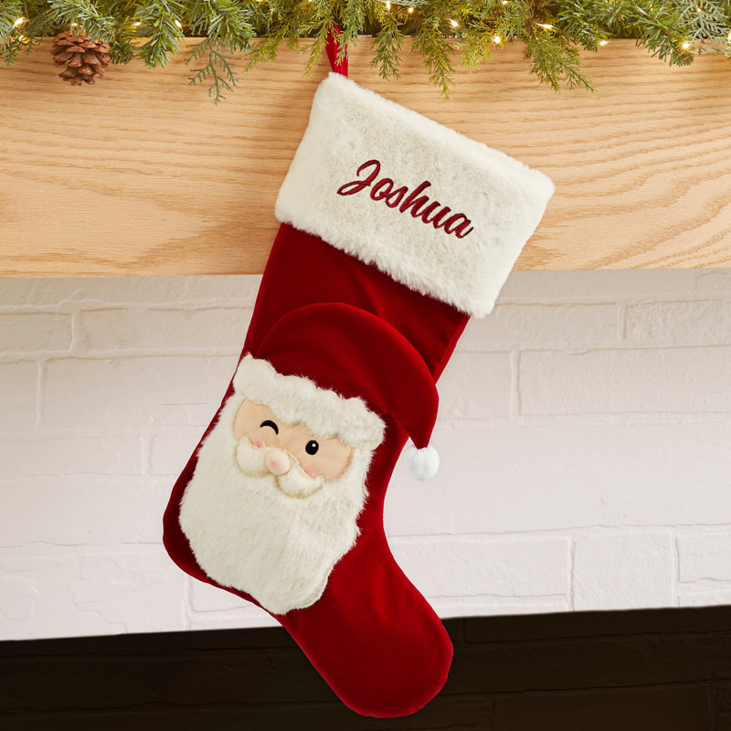 Classic Wintertime Santa Personalized Christmas Stocking, Yes