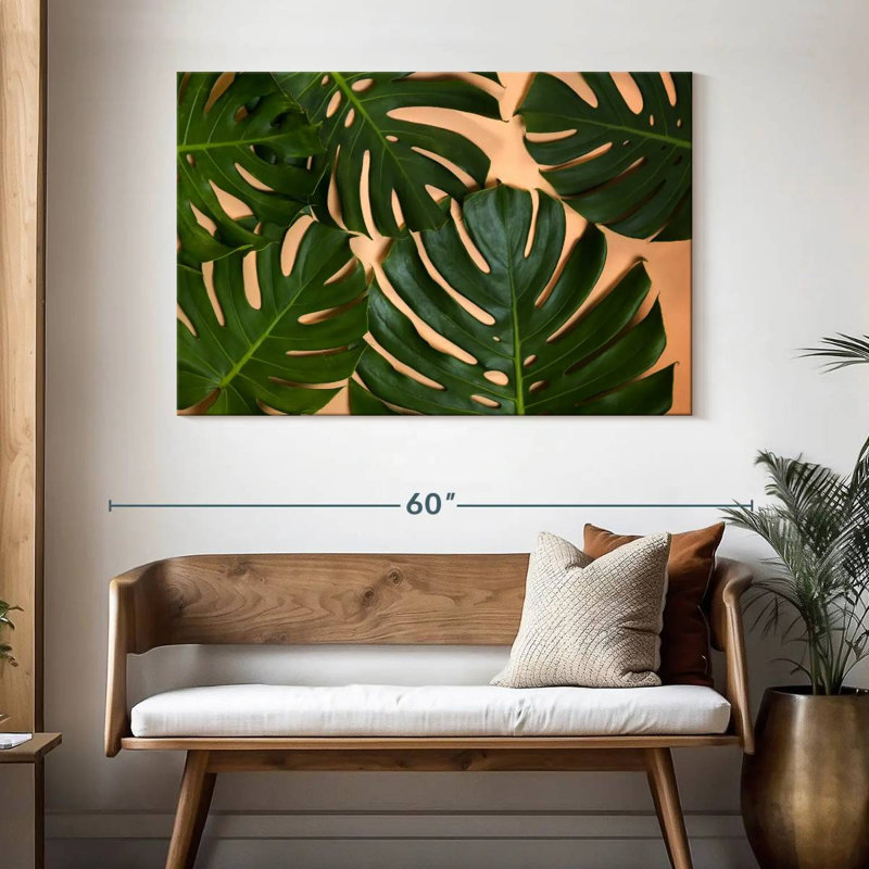 Décor de feuilles Harnek Monstera, H 32 po x l 48 po