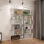 Bibliothèque à 6 niveaux en forme de S, finition blanche, conception géométrique moderne, rangement autoportant-1393427372