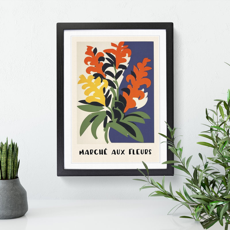 French Flower Market Exhibition No.1 - Single Picture Frame Print on Wood, 46cm H x 34cm W x 2cm D