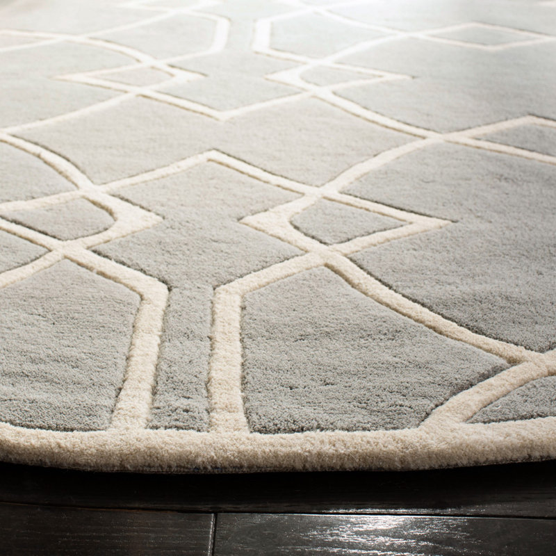Hamid Hand Tufted Wool Geometric Rug, Round 7'