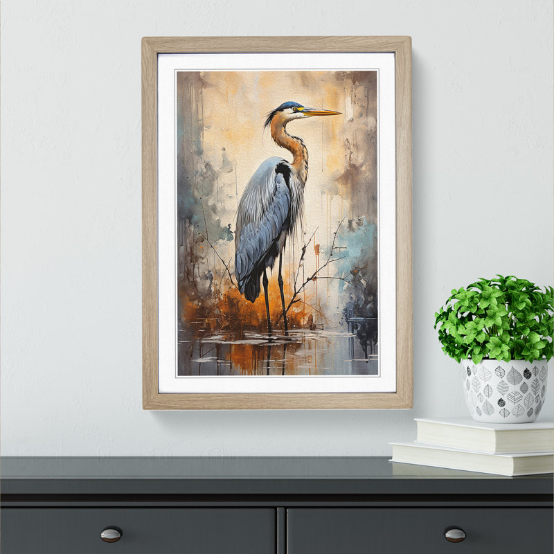 Heron Modern Art - Framed Print