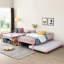 Lit superposé en métal rose avec lit gigogne - chambre à coucher moderne et élégante, solution peu encombrante, cadre pour la longévité, utilisation silencieuse et stable, capacité de bruit élevée, escalier sécuritaire, structure simple sur deux, facile à assembler