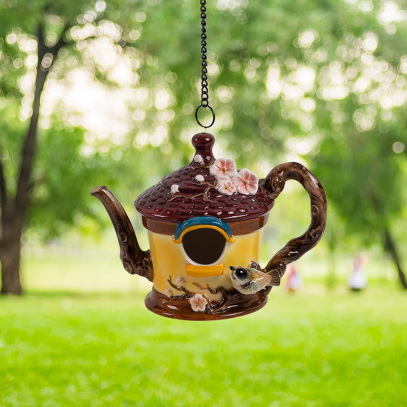 Théière suspendue en porcelaine 19,75 "avec robin" Robyn "