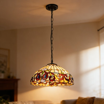 2-light Dimmable Tiffany Chandelier