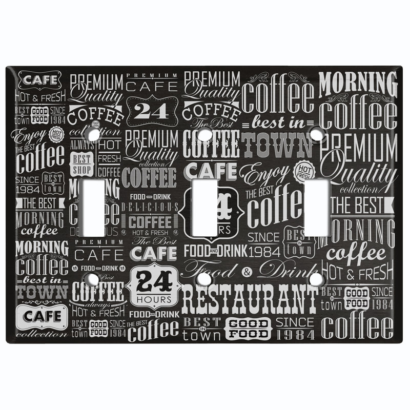 Plaque murale à interrupteur à bascule 3 lumières Coffee Diner