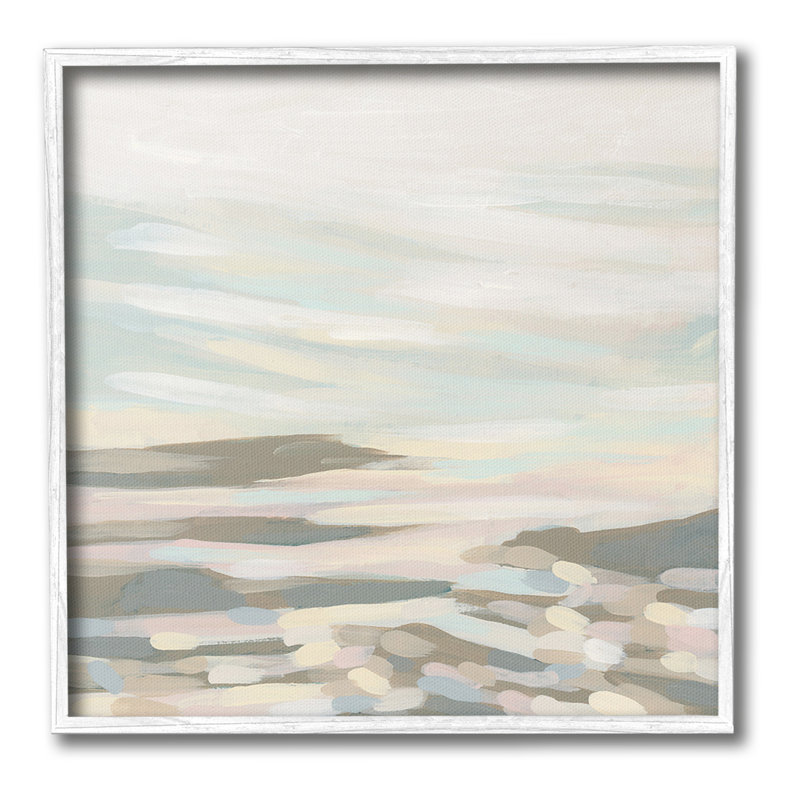 Abstrait art pastel, art giclée par June Erica Vess, Giclée encadrée blanc bord de mer, H 24 po x l 24 po
