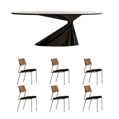 Art rock plate dining table and chair