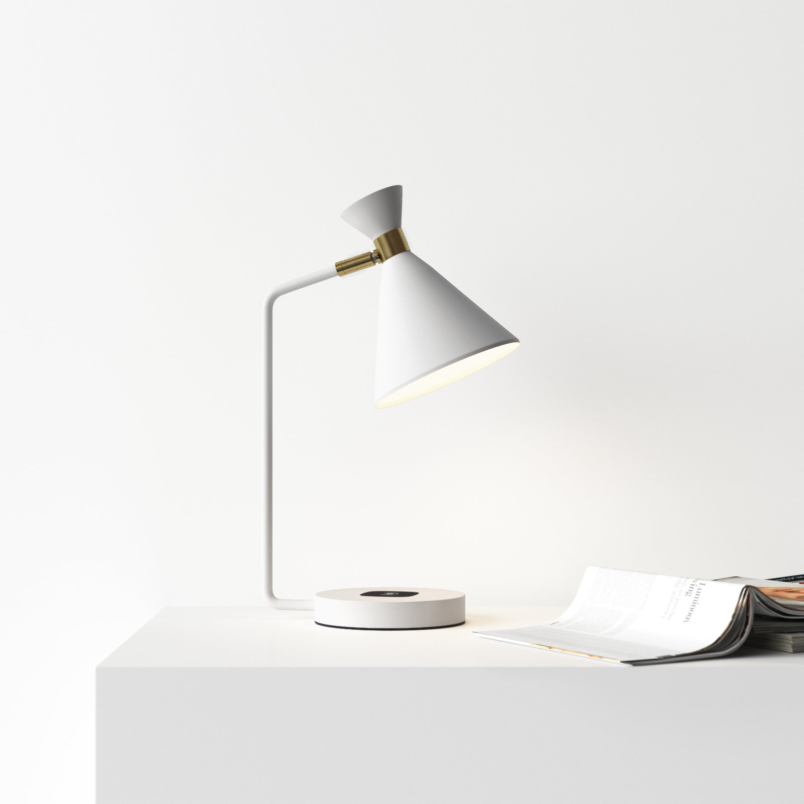 Hammond Desk Lamp, White/Golden