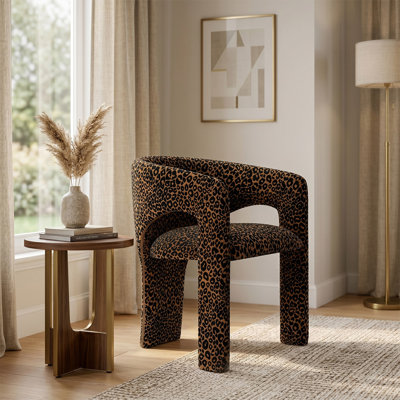 Fauteuil d'appoint rembourré à imprimé léopard avec siège rembourré