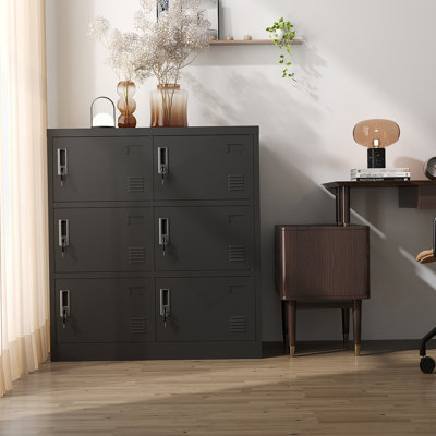 Casier de rangement pour employés à 6 portes, casiers en métal pour le bureau, la salle de sport, l'école et la maison avec fente pour carte