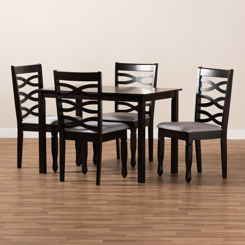 4 - Person Four Leg Dining Set, Gray/Espresso Brown