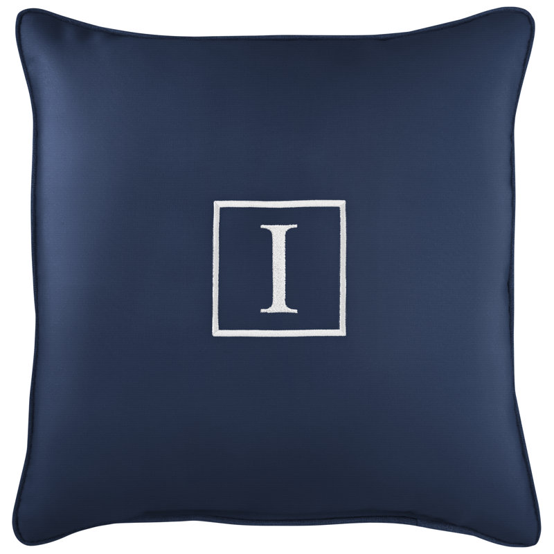 Kettil Embroidered Sunbrella® Outdoor Throw Pillow, Canvas Navy Sunbrella® Canvas, I