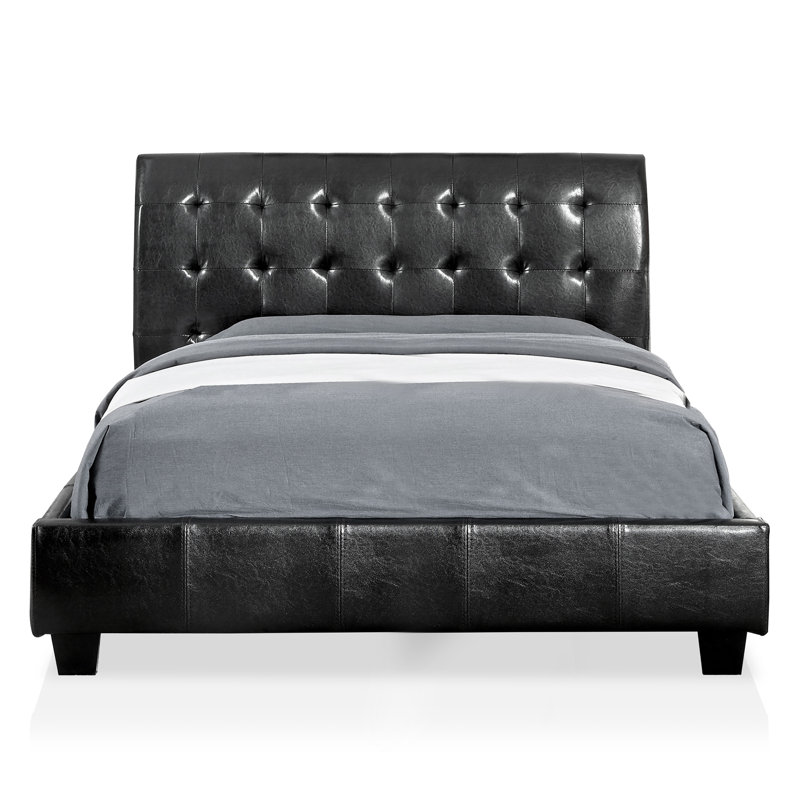 Aniylah Vegan Leather Sleigh Bed, Full, Espresso