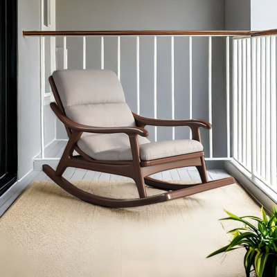 Chaise berçante moderne en bois massif rembourré