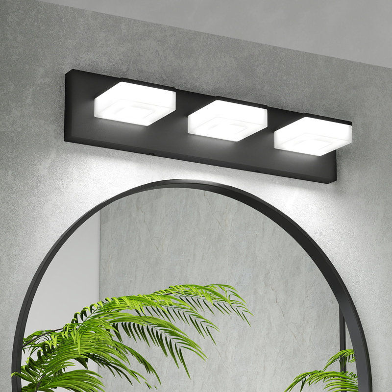Éclairage à DEL pour meuble-lavabo à DEL, réglable, à intensité variable 3 couleurs (3/4/6000 K), noir mat moderne