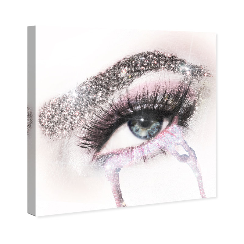 " Fashion And Glam Eyes And Rhinestones Pink, Glam Gray ", Wrapped Canvas, 40" H x 40" W 