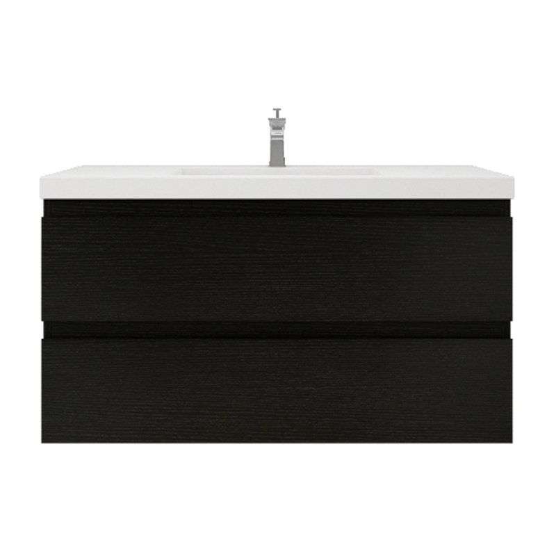 Ensemble de meuble-lavabo mural simple 42 po Mableton, Noir riche