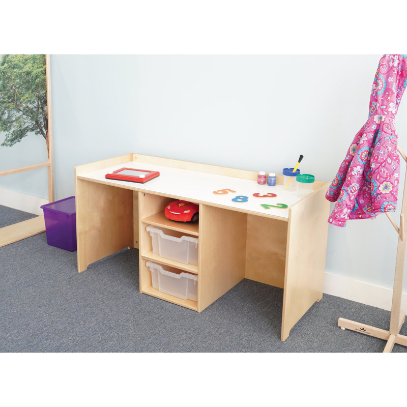 Natural UV Wood STEM Activity Desk with Storage Trays