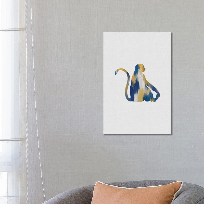Monkey Blue And Yellow by Orara Studio - Wrapped Canvas Gallery-Wrapped Canvas Giclée, 66.04 cm H x 45.72 cm W x 1.91 cm D