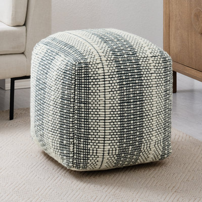 Yinka 18"H Striped Cotton Pouf Ottoman