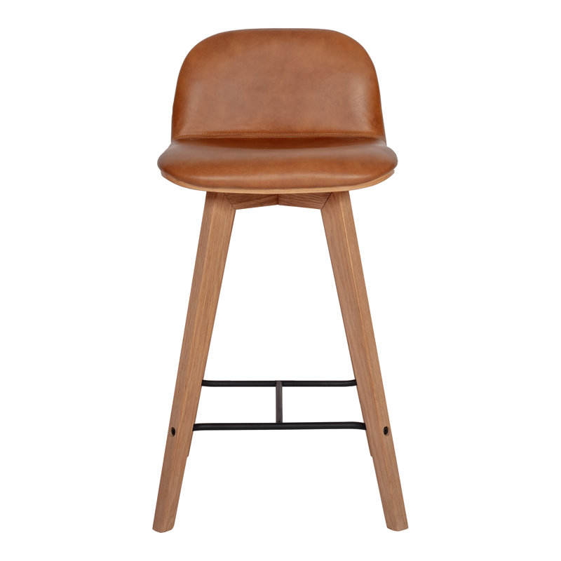 Caspian Bar Stool, Counter Stool (25.5” Seat Height), Brown Top Grain Leather