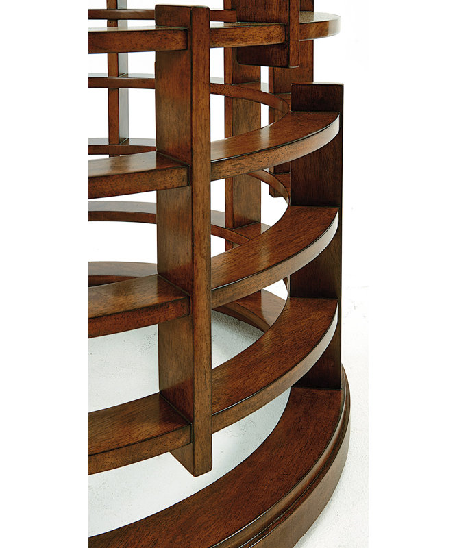 Meridien Round Brown Wood Dining Table with Glass Base