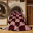 Machine Washable Checkered Red Area Rug-1046290528