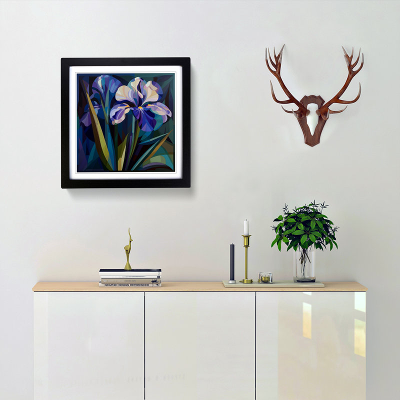 Iris Flower Constructivism - Framed Print, Black