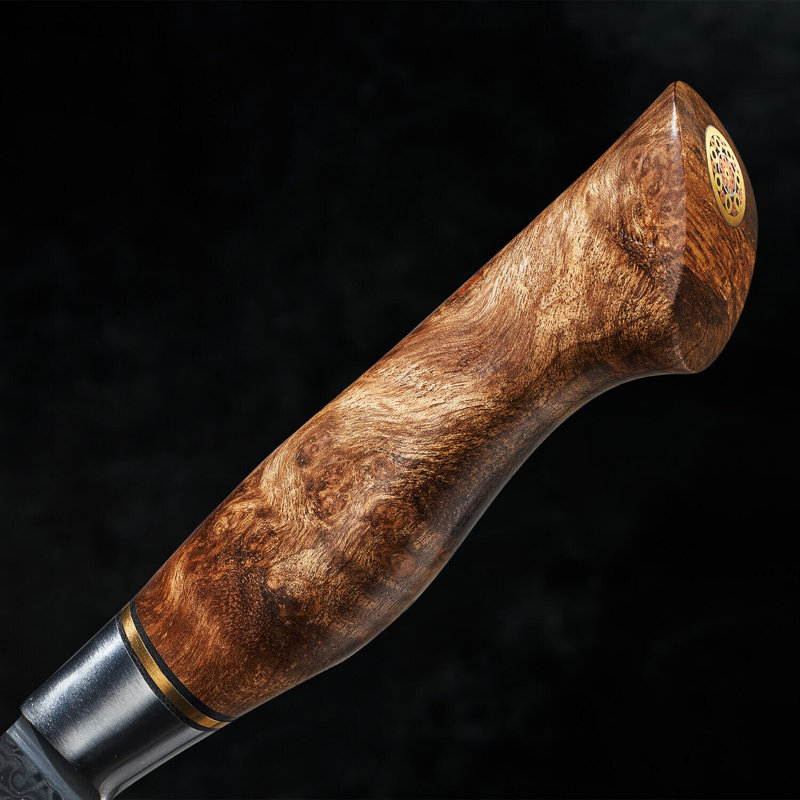 "Dynasty" Japanese VG10 Damascus Steel 7" Santoku Knife With Natural Sycamore Wood Handle