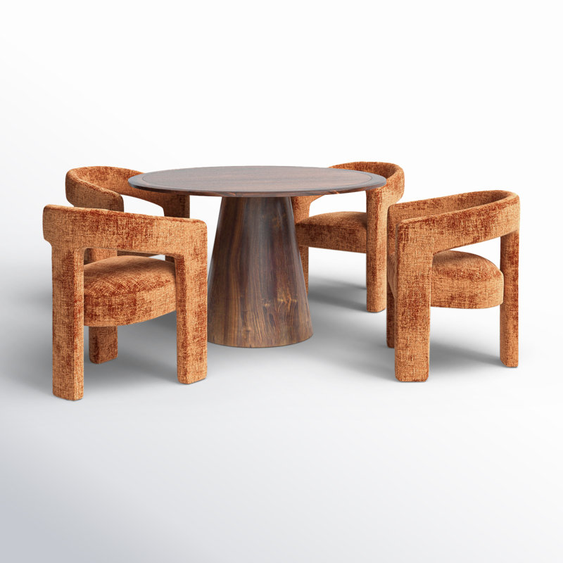 Darlington 5-Piece Dining Set, Gwen Rust Microsuede, Walnut