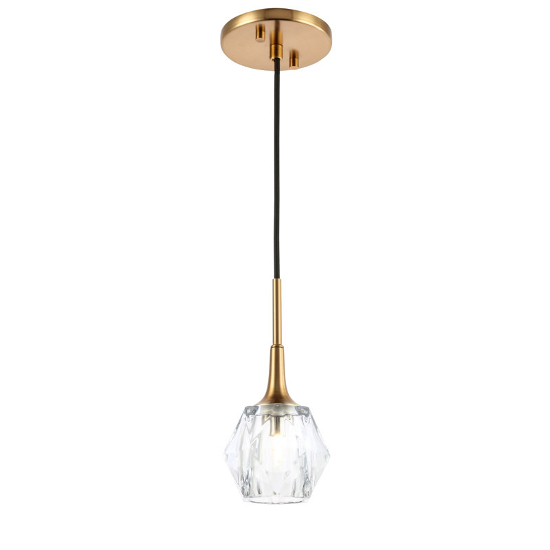 Luminaire suspendu géométrique à 1 lumière Romona, Laiton, Halogène