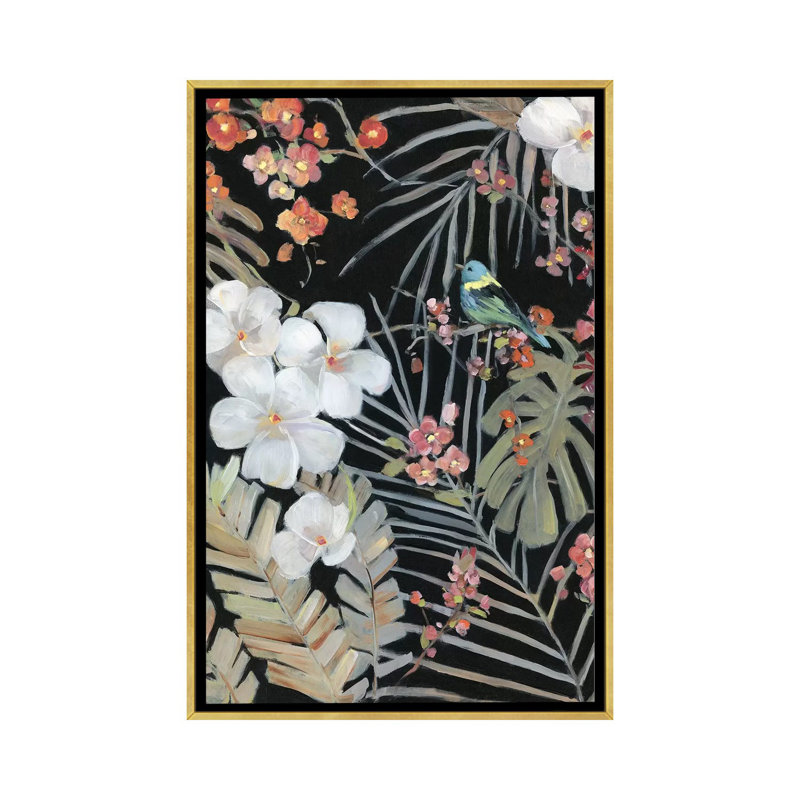 " Tropical Midnight II " by Sally Swatland, Gold Framed Canvas, No Mat, 26" H x 18" W x 1.5" D
